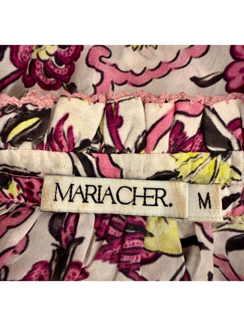 Maria Cher Silk Ruffle Blouse Floral Print - Size M - Picture 5 of 6